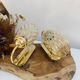 Pair of wall lights in brass and moulded bubble glass, style Helena Tynell.
