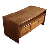 Curved Directors desk in walnut, Italy 1940s
