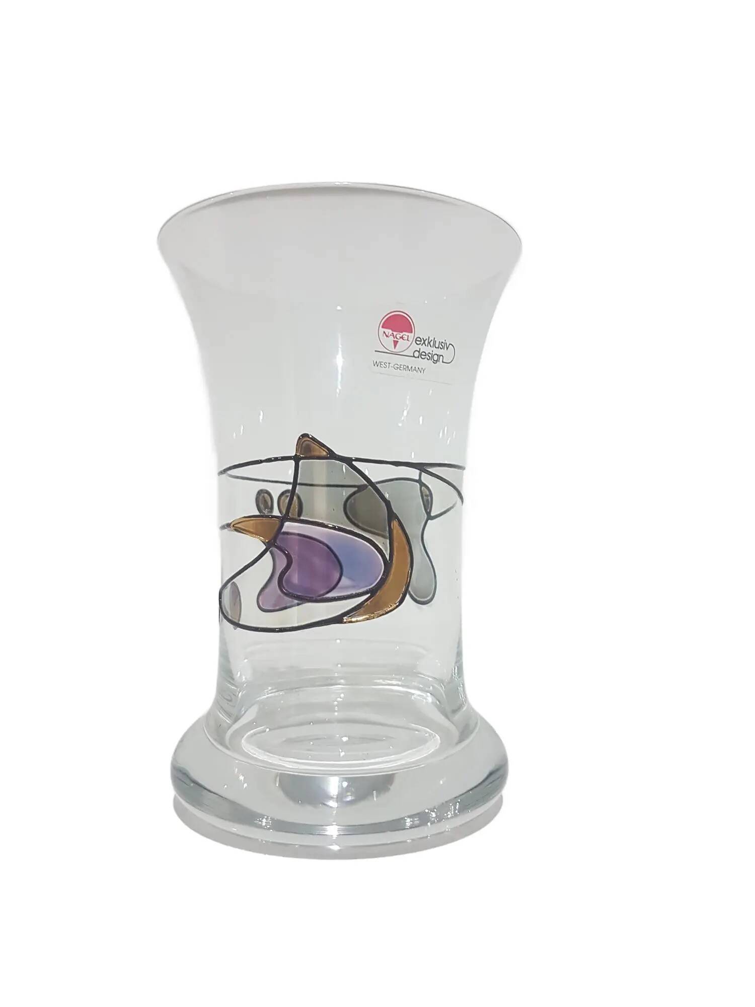 Nagel Vase Exclusive Design, hand-blown transparent glass, Germany, 1980s.