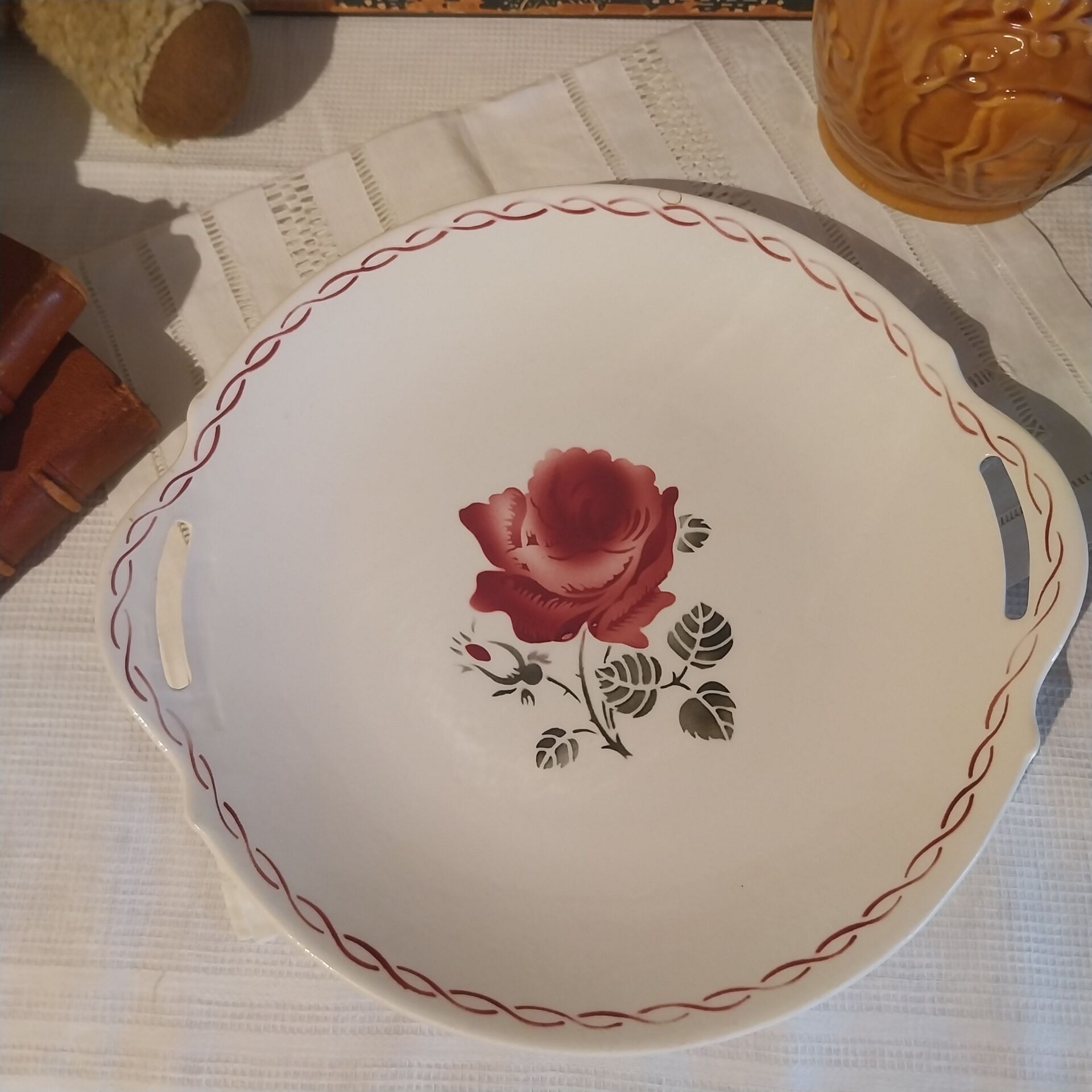 Old large half-porcelain dish Badonviller