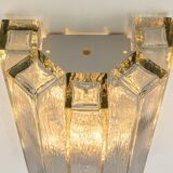 Large pair of wall sconces in brass and Murano glass by Doria, Germany, 1960s.
