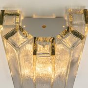 Large pair of wall sconces in brass and Murano glass by Doria, Germany, 1960s.