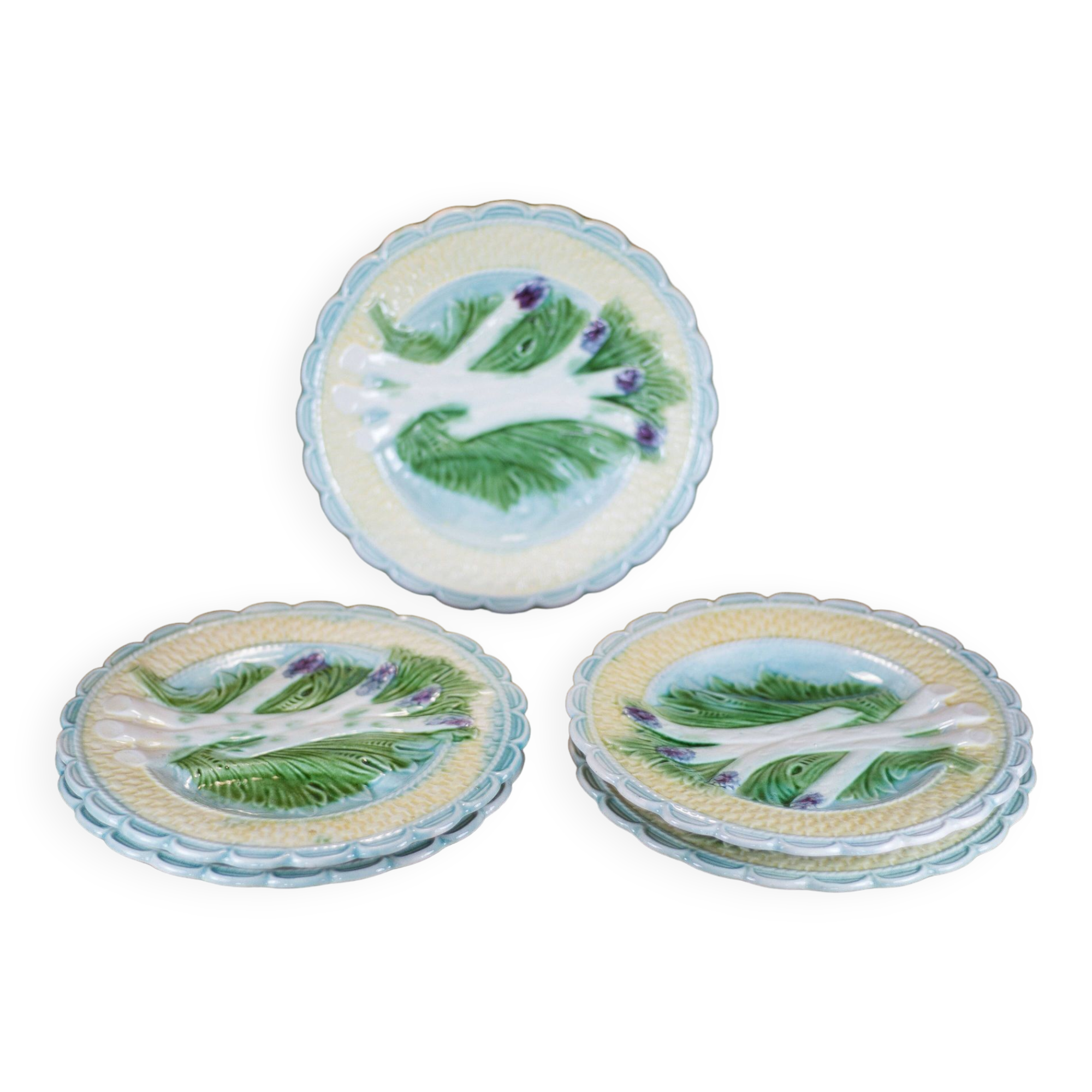 Old asparagus plate X 5, French slushie plate Salins-les-bains