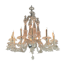 Lustre vénitien en verre de murano transparent, 12 bras de lumière