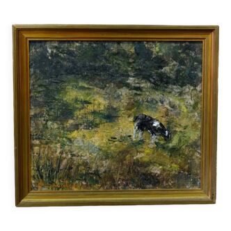 Swedish modern painting, Hanna Brundin, 1970s, oil on canvas, framed