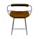 Kitchen stool with a smoked black metal backrest and natural tobacco leather.