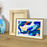 Peinture originale sous-verre « À l’aube près du fleuve »