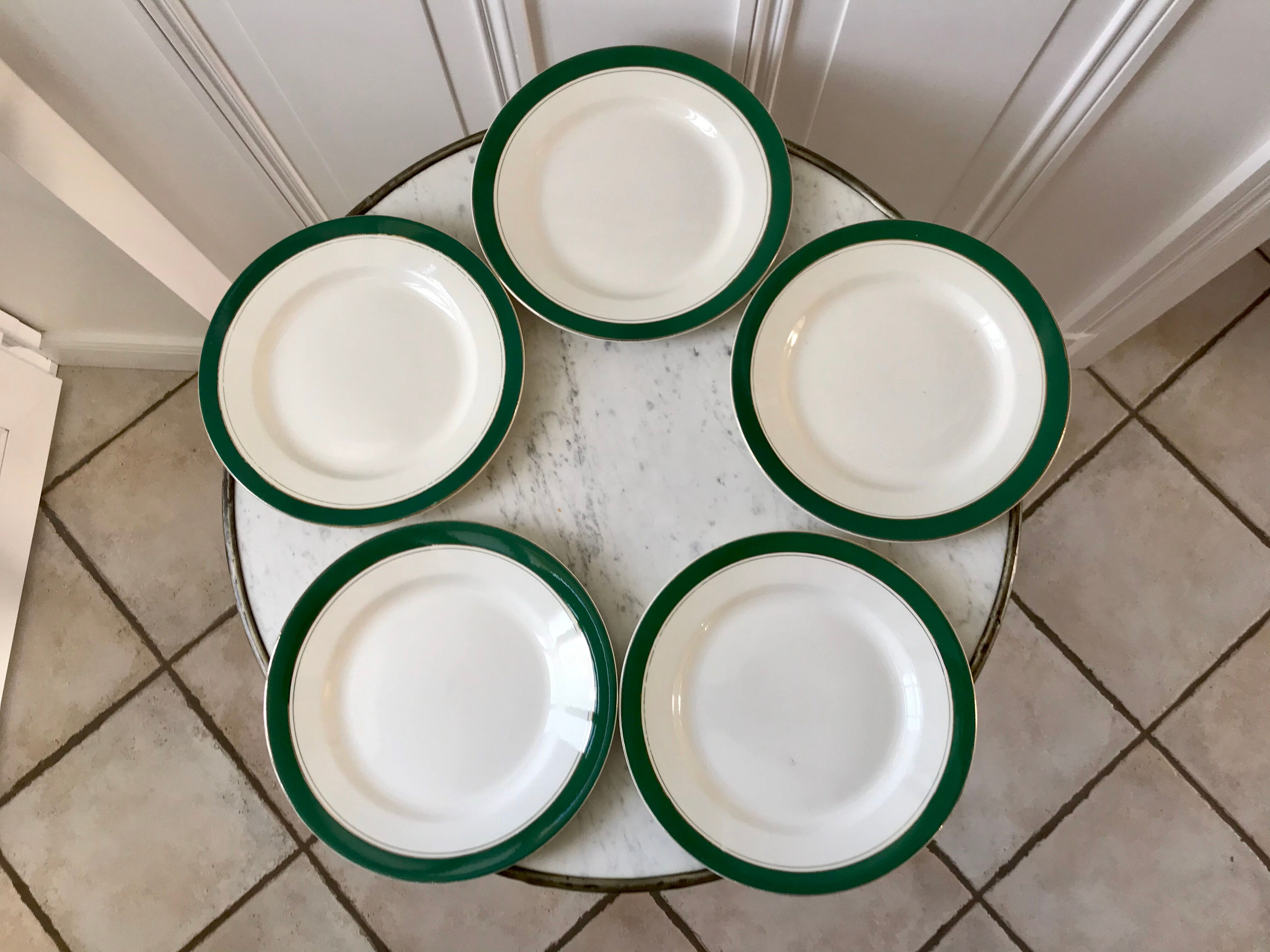 Set of 5 flat plates Digoin Sarreguemines model "Savoie" years 50-60