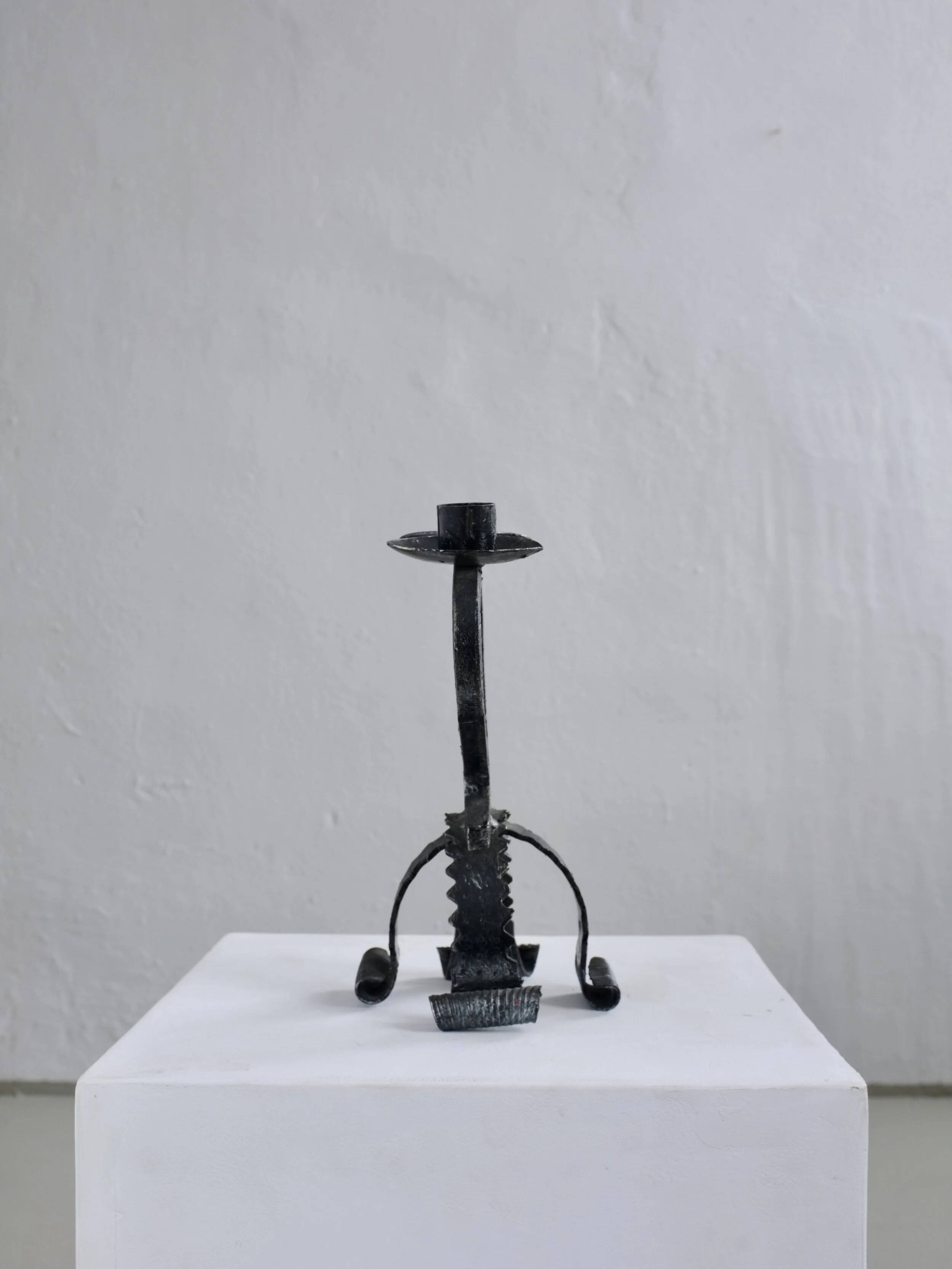 Brutalist sculptural iron candle holder | Netherlands | 1970s