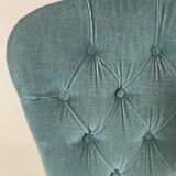Blue velvet toad armchair