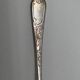 Service of 12 silver-plated metal coffee spoons with tongs and box from around 1900.