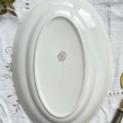Plat oval vintage en faïence fleurie moulin des loups modèle "cordoue"