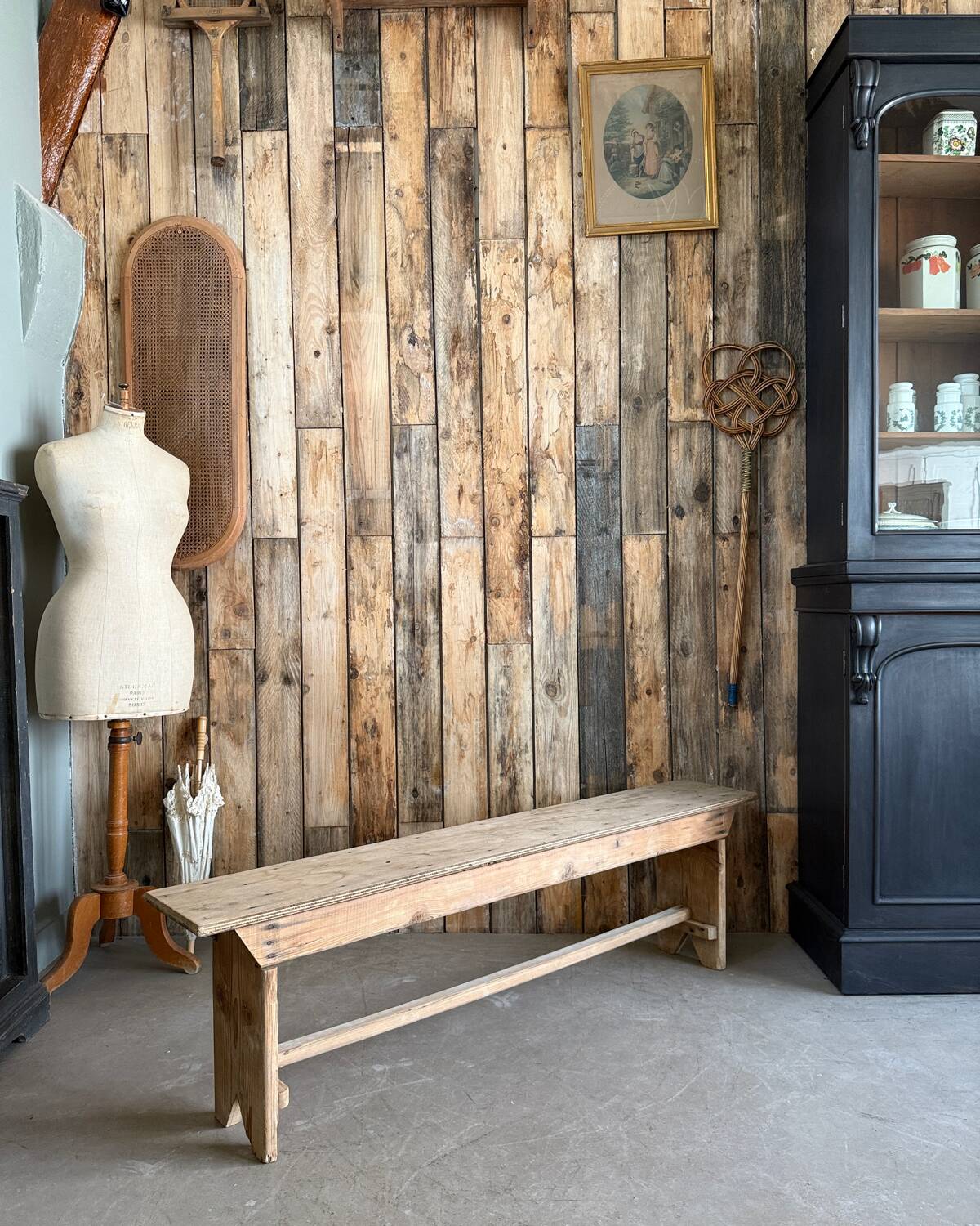Pair of vintage farmhouse benches (refurbished)