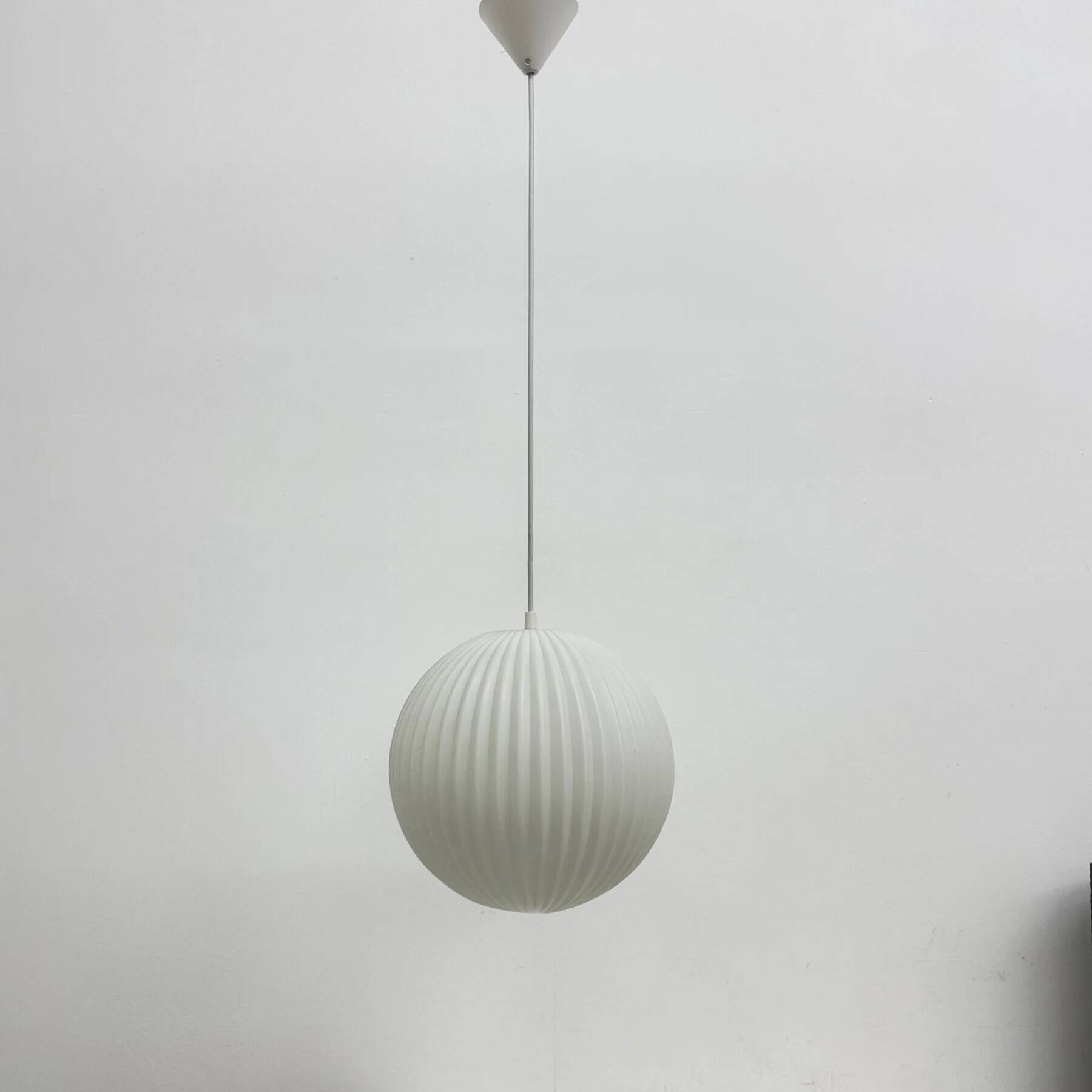 Rare Louis Kalff for Philips opaline glass pendant light, 1960s