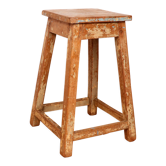 Old burmese teak workshop stool original teak-ecru patina