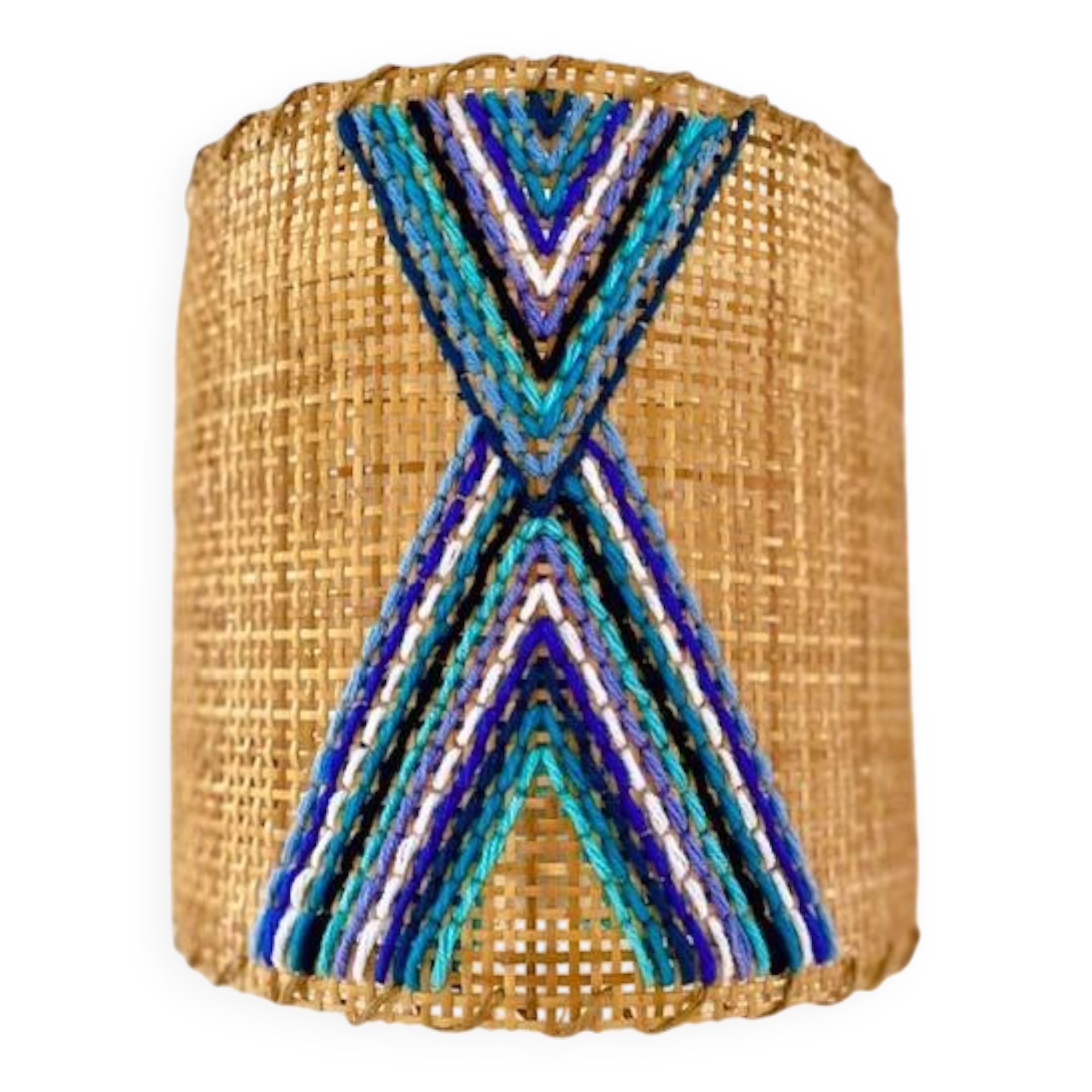 Embroidered rattan applique