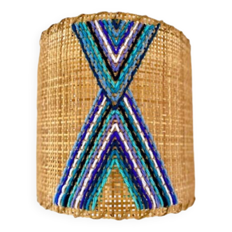 Embroidered rattan applique