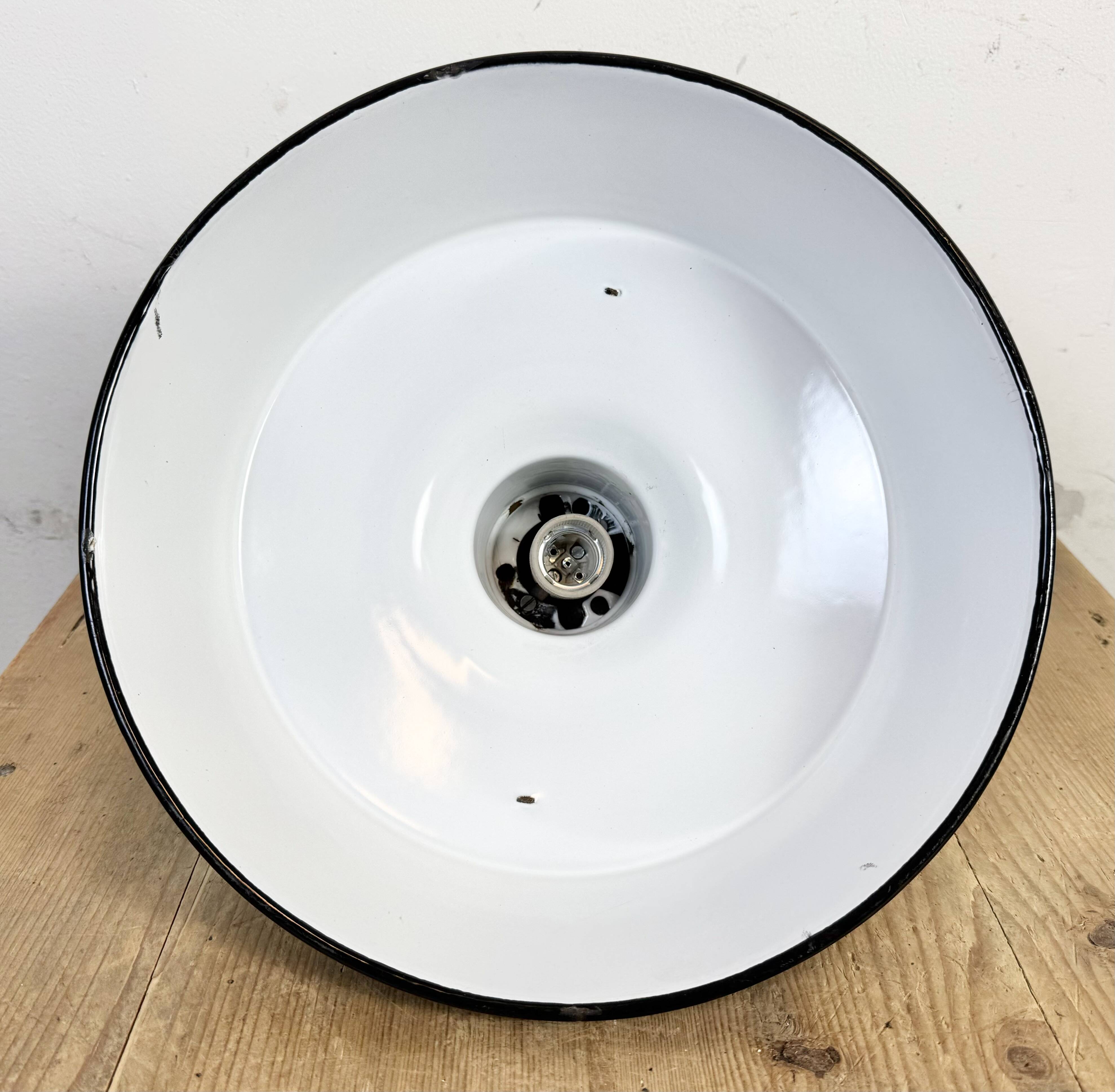 Industrial French Dark Green Enamel Factory Pendant Lamp, 1960s