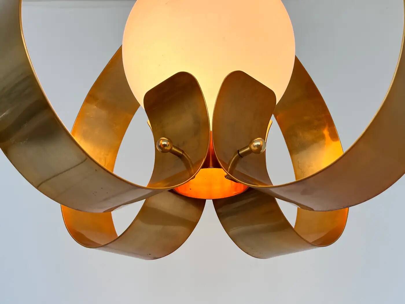 XXL pair of design mid-century large brass pendants / chandeliers - 1980s