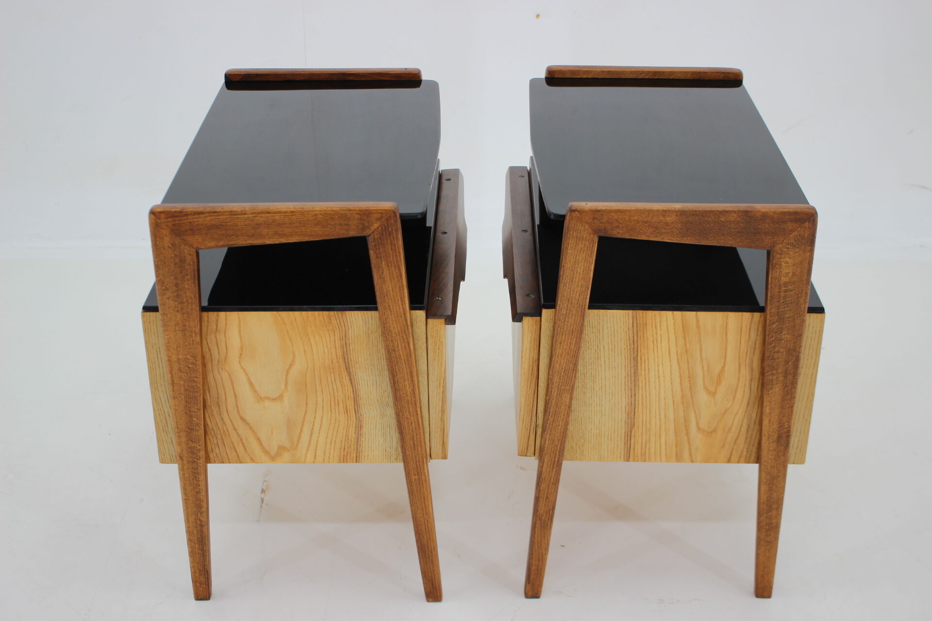 1960s pair of restored bedside tables, czechoslovakia