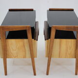 1960s pair of restored bedside tables, czechoslovakia