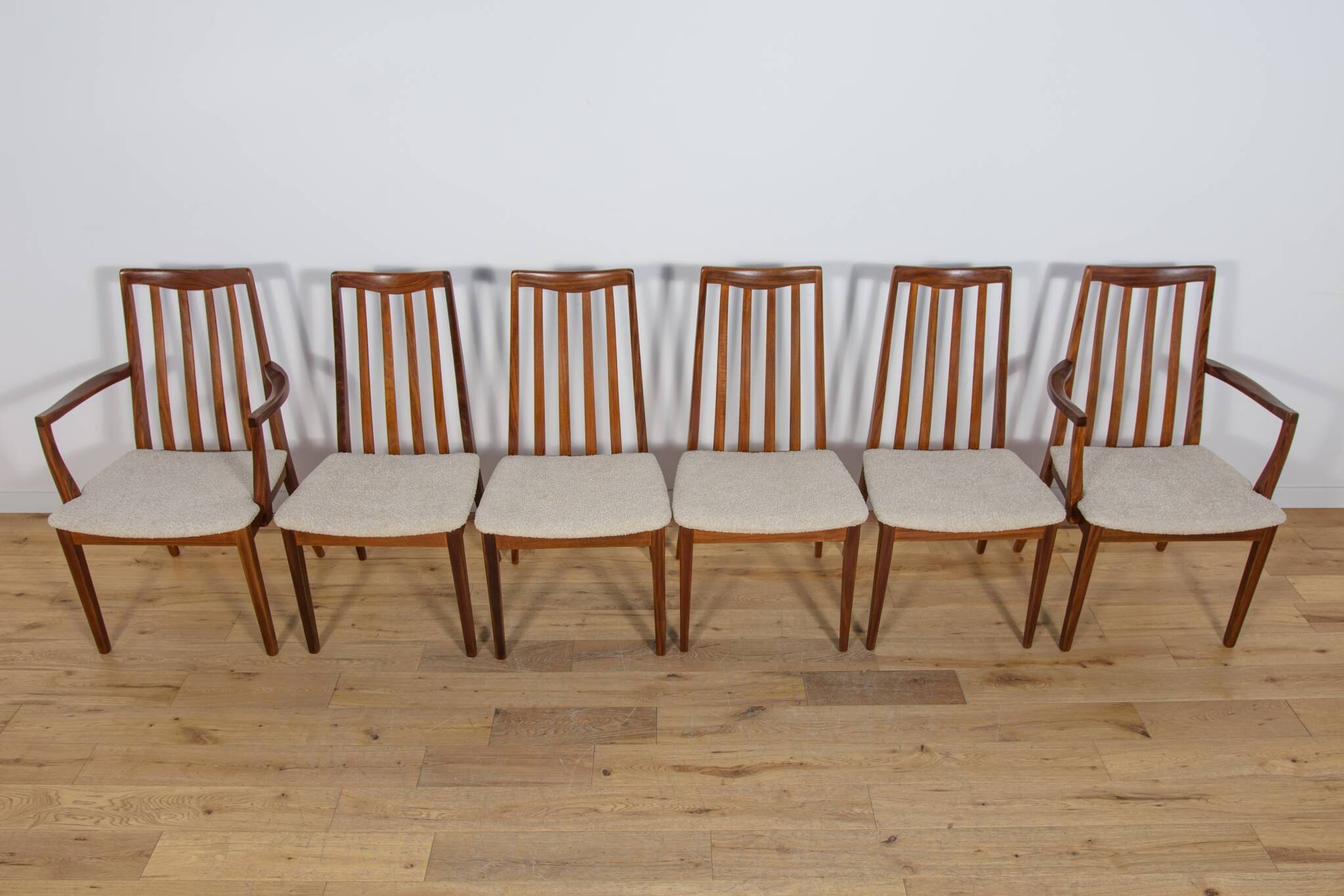 Chaises de salle à manger en teck et tissu du milieu du siècle par Leslie Dandy pour G-Plan, Unite