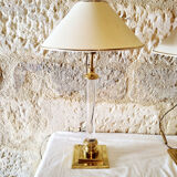 Paire de lampe plexiglas et laiton, Maison Le Dauphin, 1970