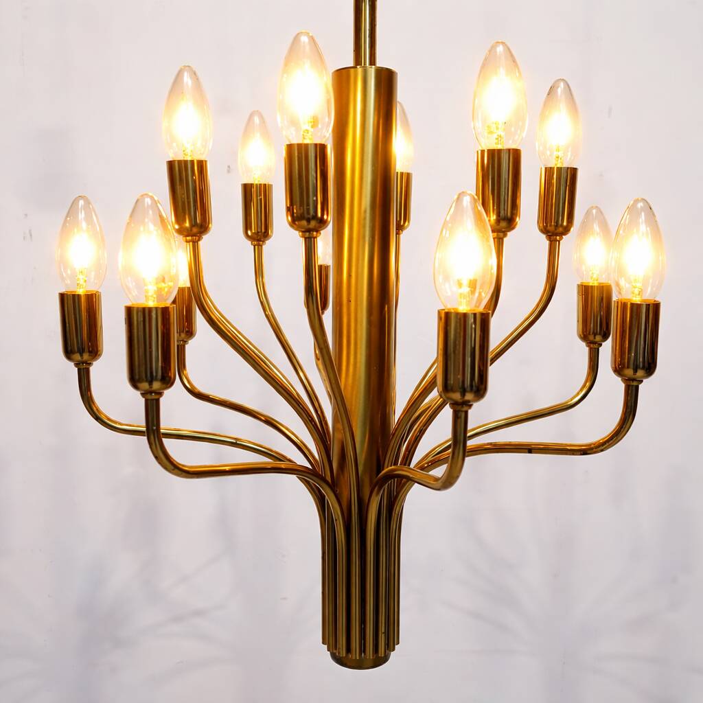 Brass chandelier with 16 lights, 1970s.