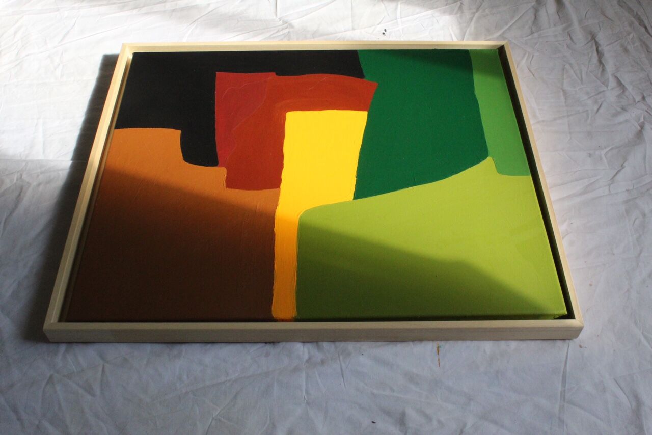 Palette of green, acrylic on canvas
