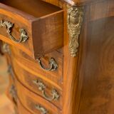 Small chest of drawers in curved wooden marquetry 5 drawers