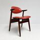 Red colored leather cowhorn chair, 1970s