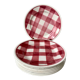 Set of 8 dessert plates fb badonviller pink gingham model 40s