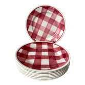 Set of 8 dessert plates fb badonviller pink gingham model 40s