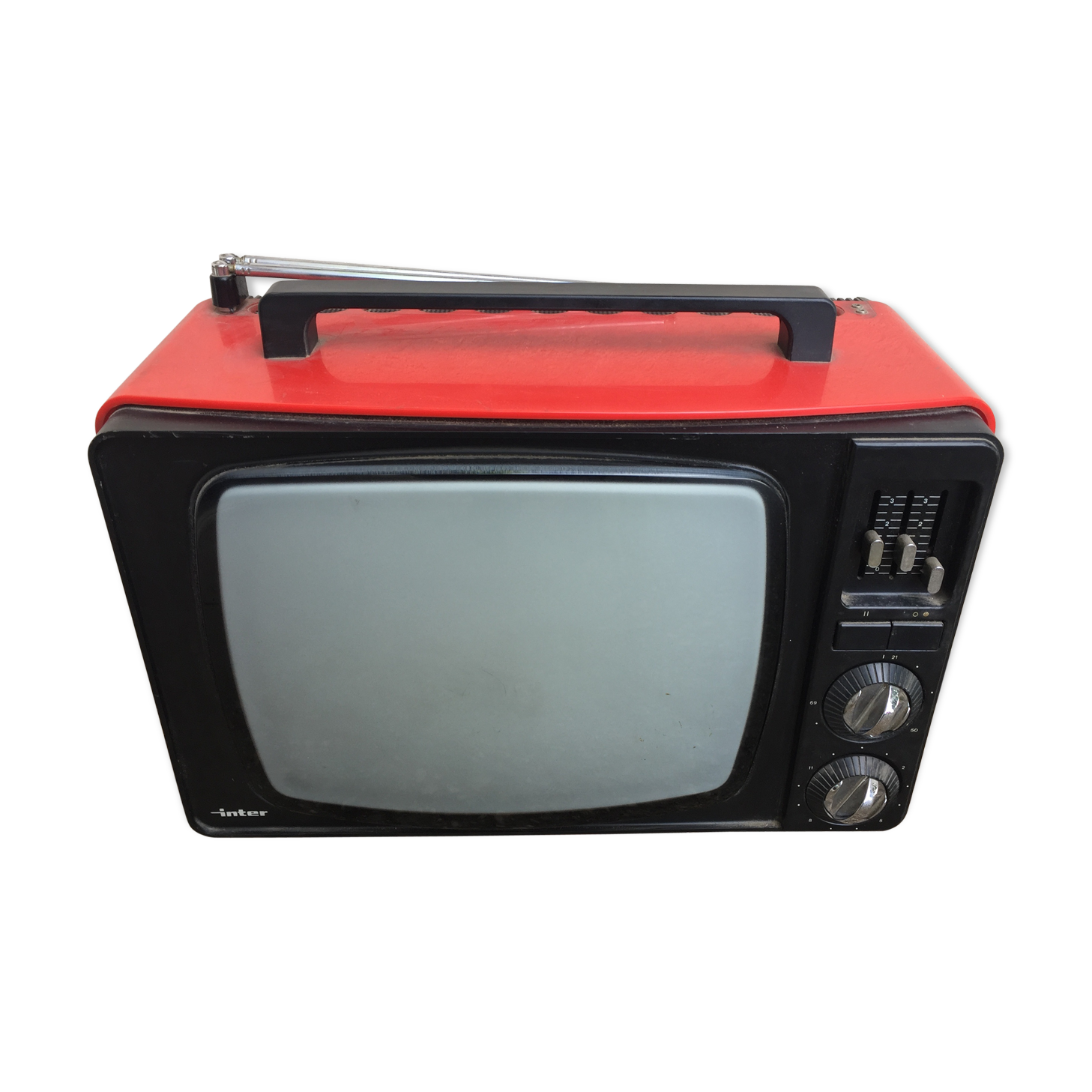 Old portable TELEVISION INTER Red