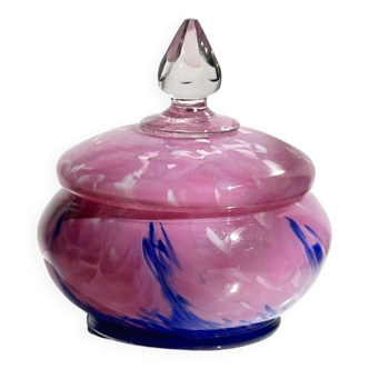 1970s Murano Bonbonniere with blue speckles