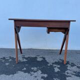 Modernist wooden desk with compass feet 1950