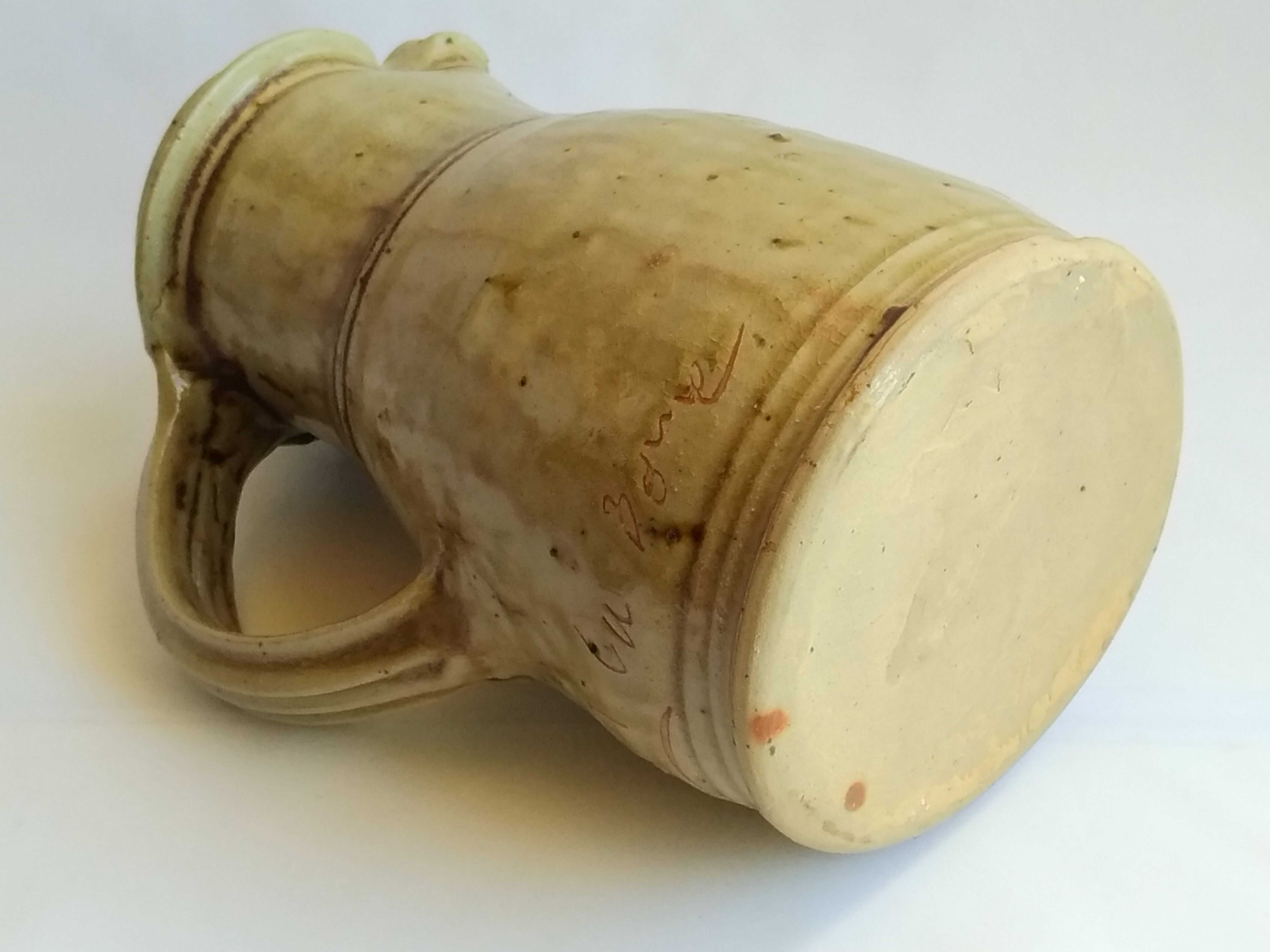 Vintage sandstone pitcher La Borne Puisaye signed 20cm