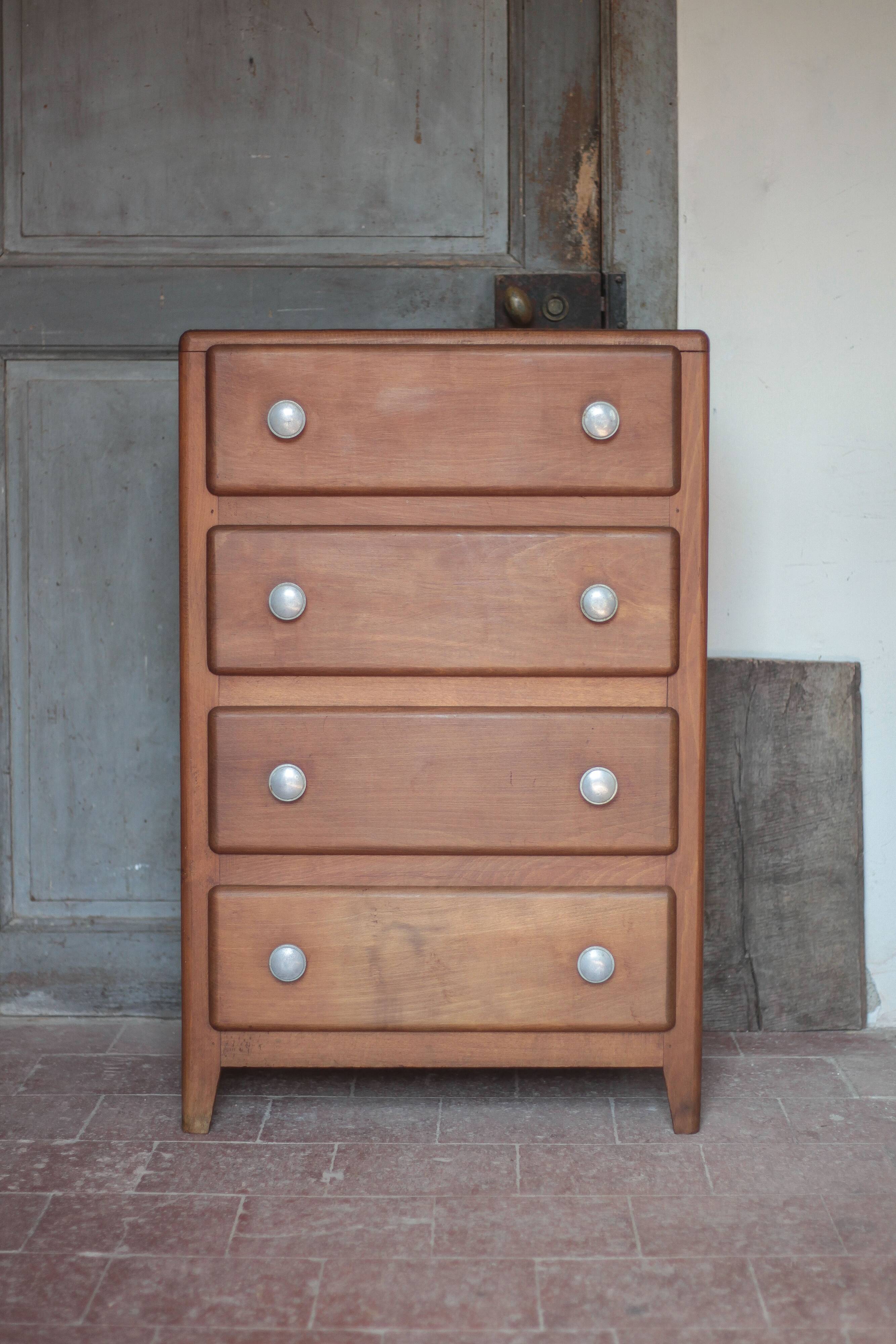 Vintage drawer unit, Art Deco wooden furniture, chest of drawers, tallboy.