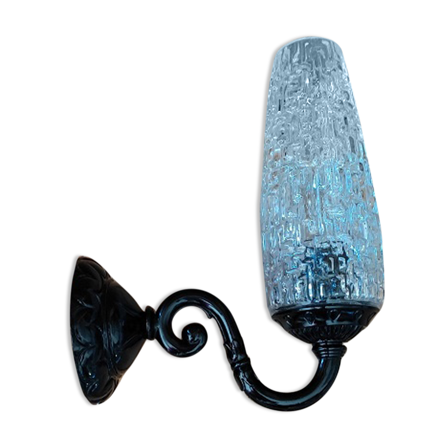 Wall lamp alloy black tulip molded glass Old deco