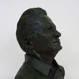 Bust of Marcel Pagnol in patinated terracotta by J.Pignol