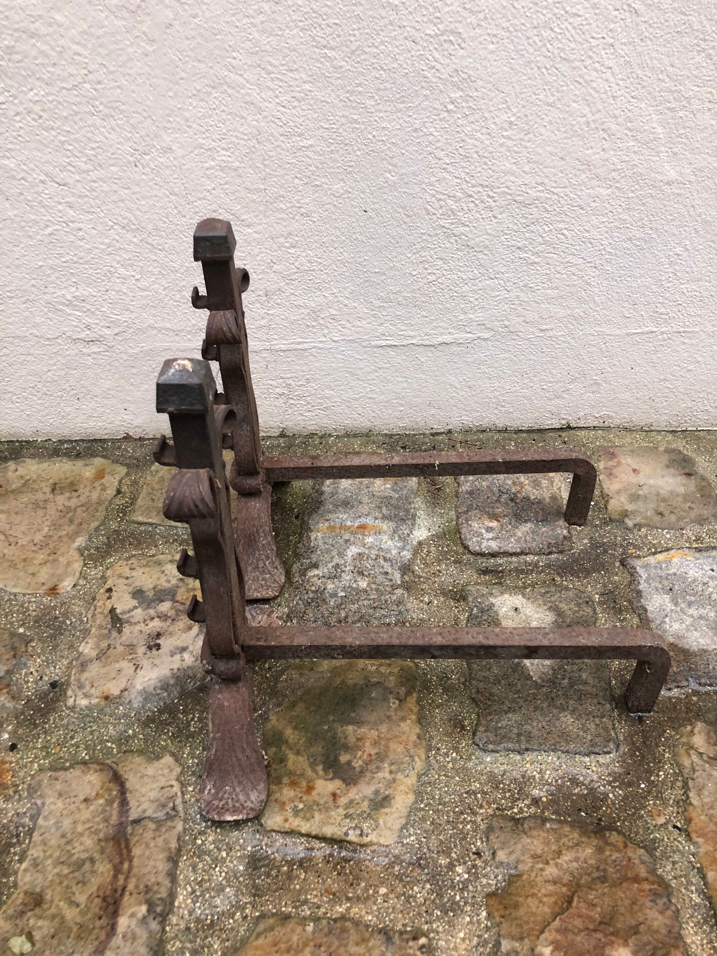 Pair of wrought iron chimney pegs