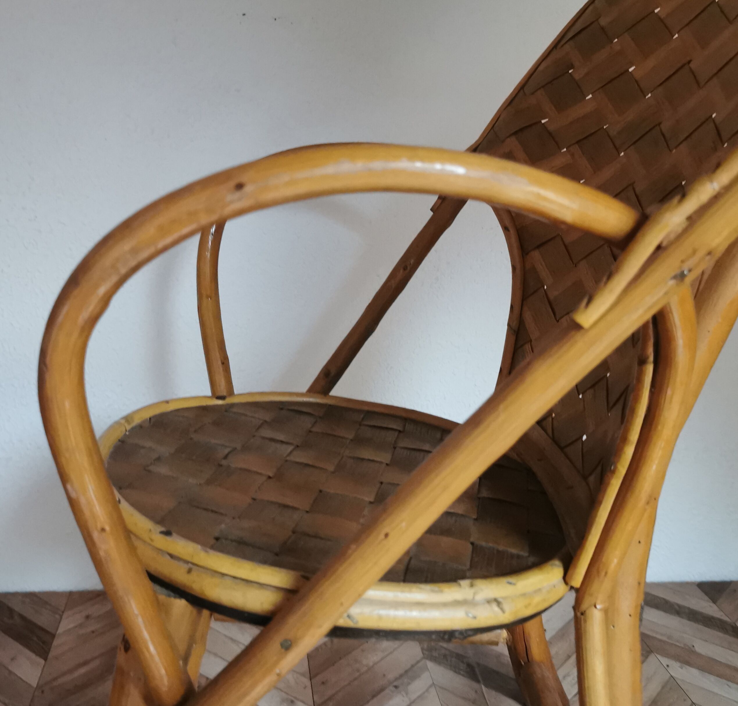 Vintage chestnut wood child chair