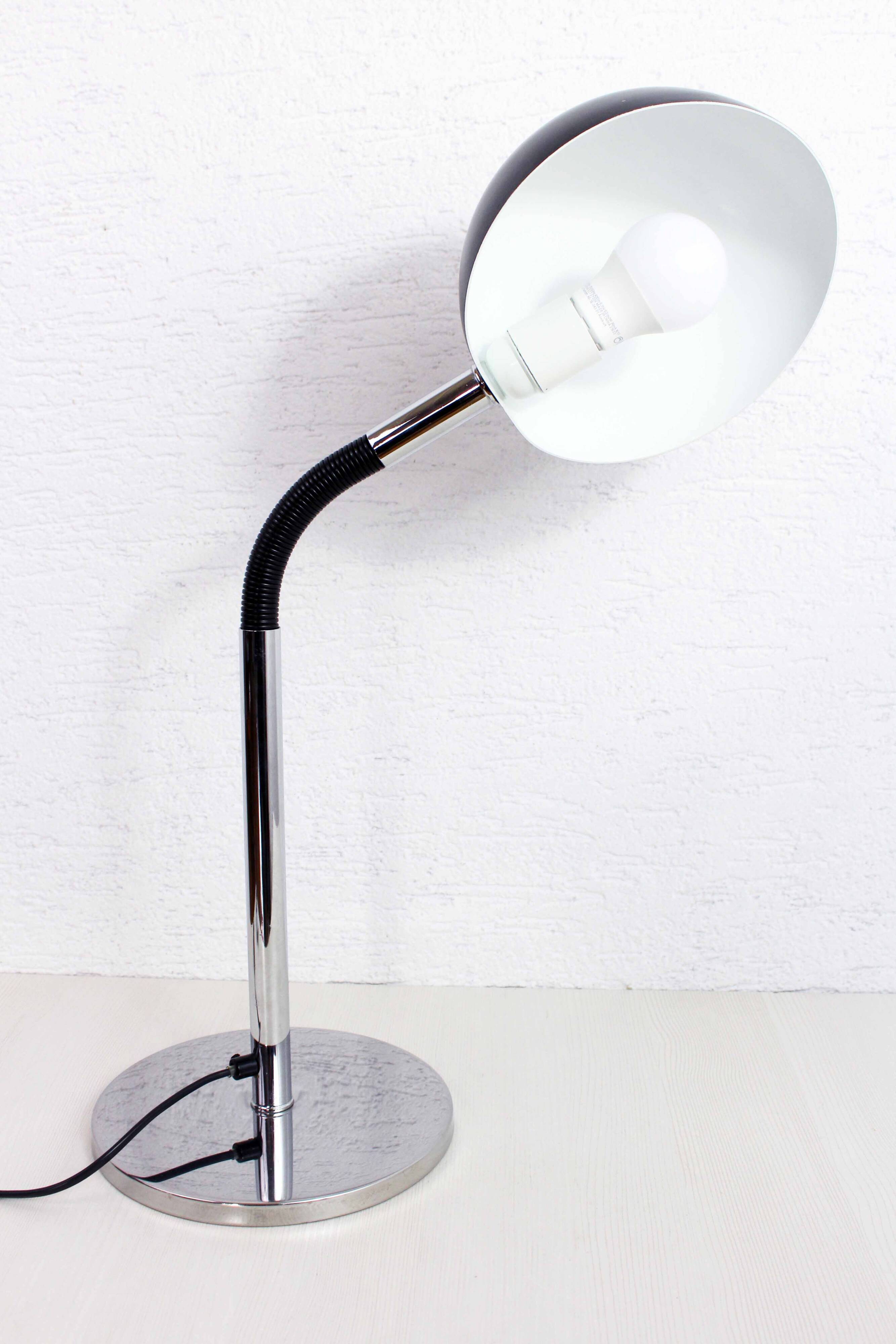 Black and chrome metal desk lamp