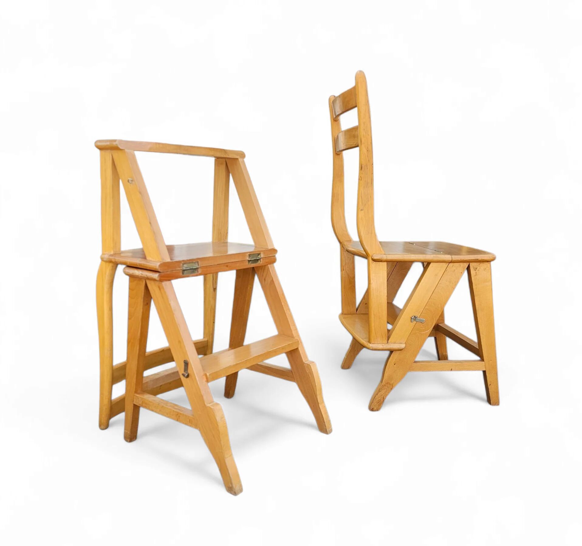 2 x library ladder chair 1950s