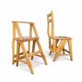 2 x library ladder chair 1950s