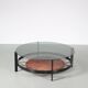 1950s dutch design coffee table with leather magazine rack
