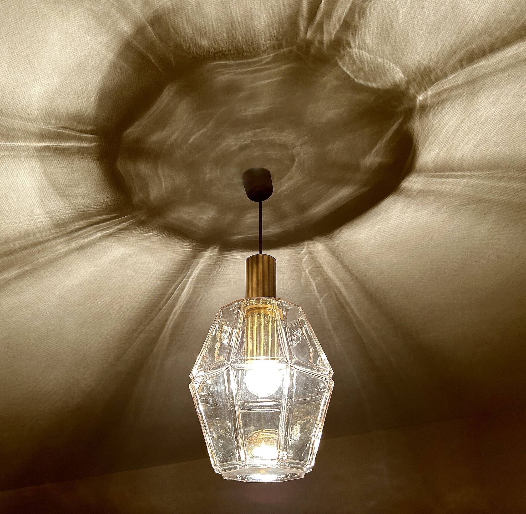 Large Vintage Limburg Glass Pendant Light