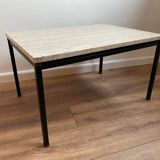 Table italienne en laiton travertin et acier ou table basse, années 1960