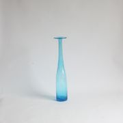 Vintage handblown blue bubble glass bottle vase