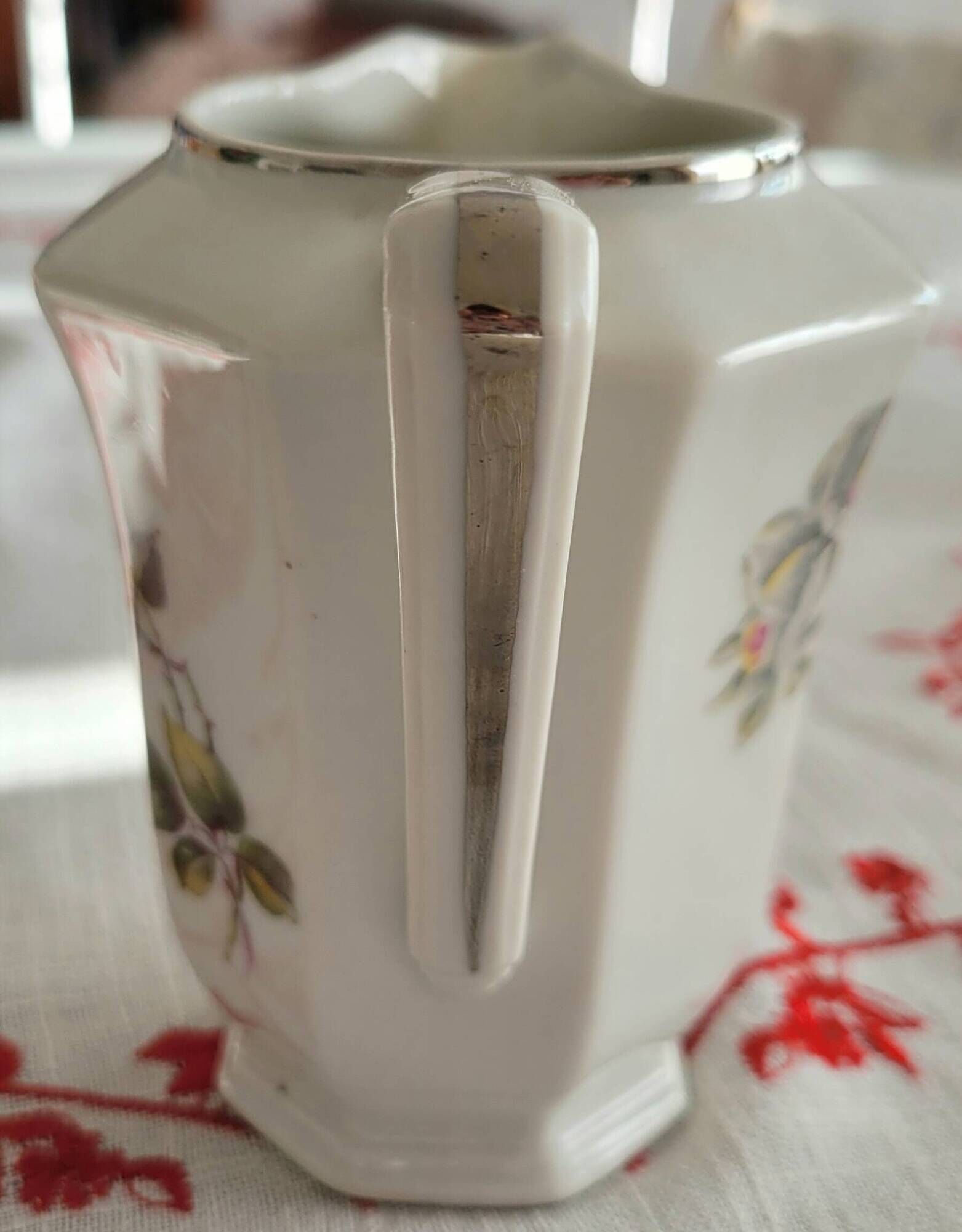 Vintage milk jug Limoges France floral decoration
